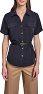 KARL LAGERFELD PARIS Belted Button-Up Shirt