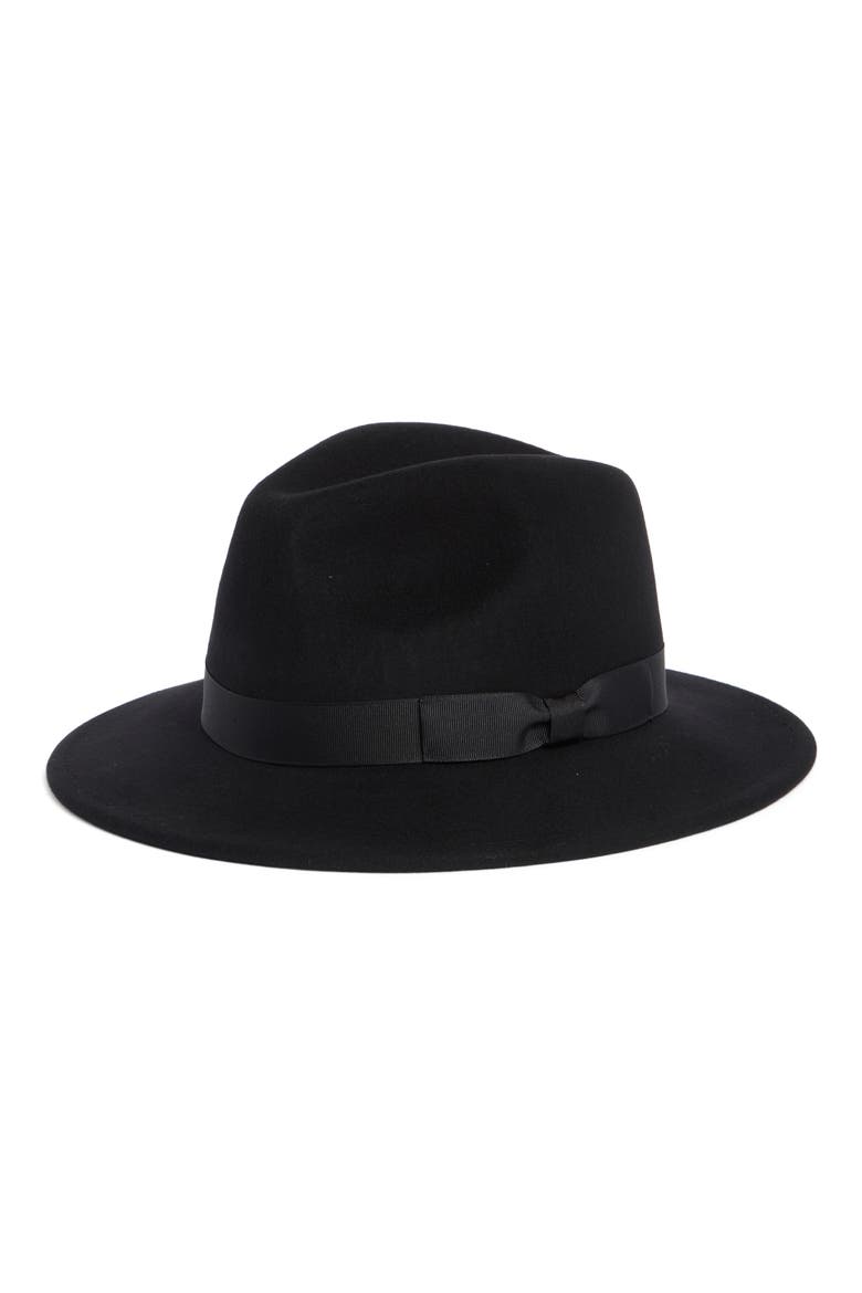 Wool Felt Fedora, Main, color, BLACK