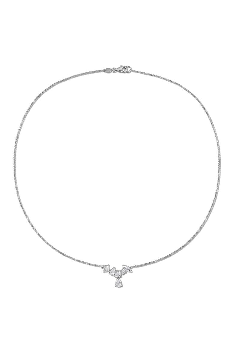 Multi-Shape Lab-Grown Diamond Drop Necklace 14K, Alternate, color, White Gold