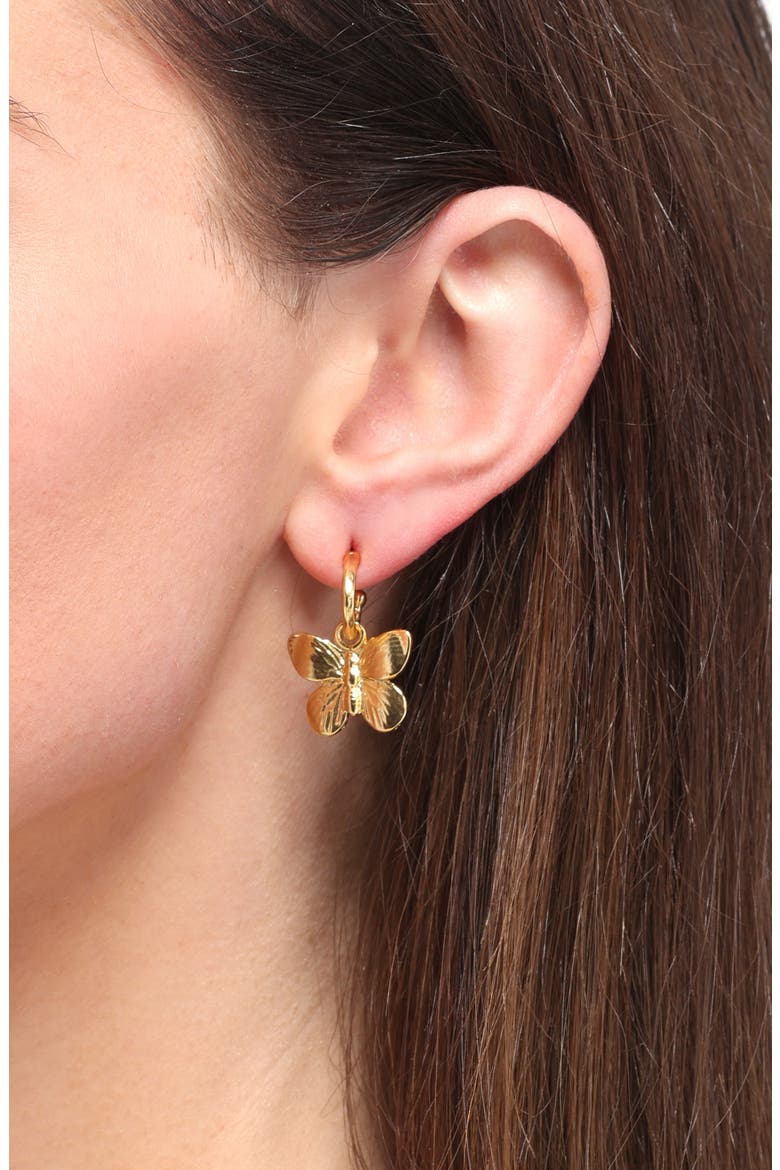 Butterfly Charm Drop Earrings, Alternate, color, GOLD