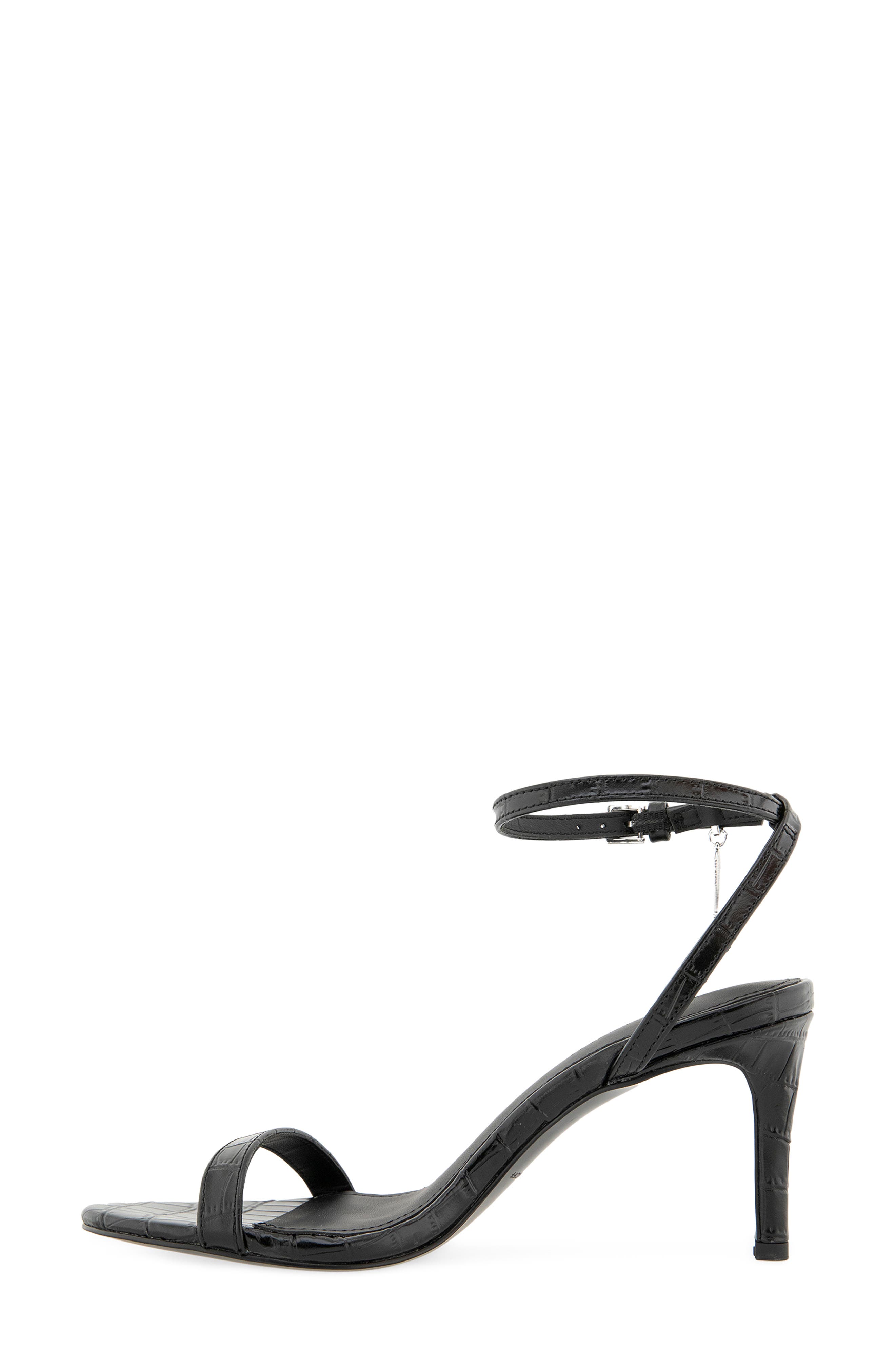 Justine Leather Ankle Strap Sandal, Alternate, color, BLACK