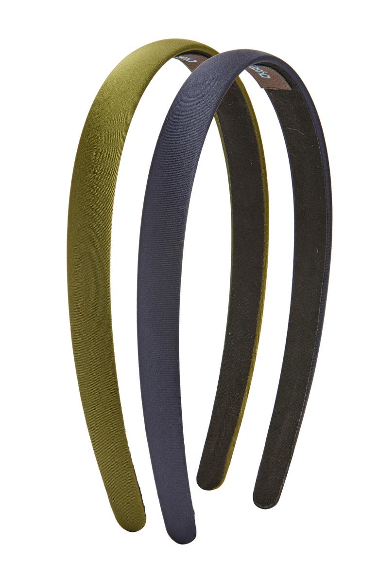 Tasha 2-Pack Skinny Solid Headband, Main, color, Olive Green/Navy