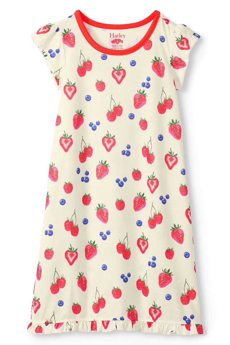 Kids' Summer Berries Ruffle Hem Nightgown, Main, color, CREAM