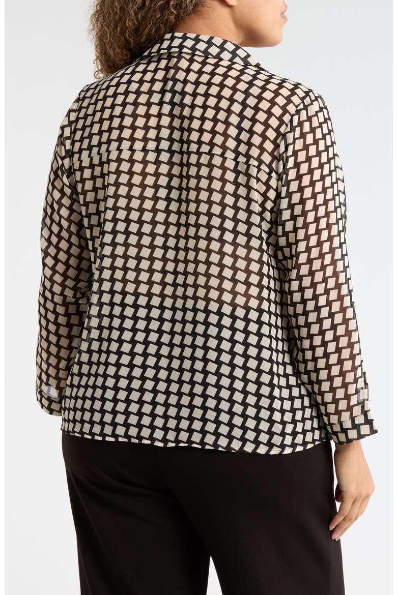 Long Sleeve Crop Utility Button-Up Shirt, Alternate, color, BLACK/ CREAM GEO