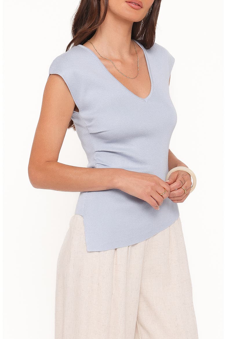 Side Ruched Knit Top, Alternate, color, LIGHT BLUE