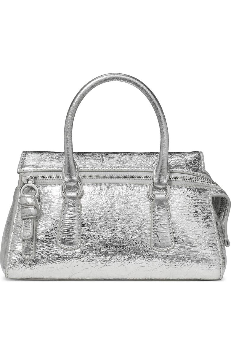 Kate Spade New York bond crinkle leather mini handbag, Main, color, Silver