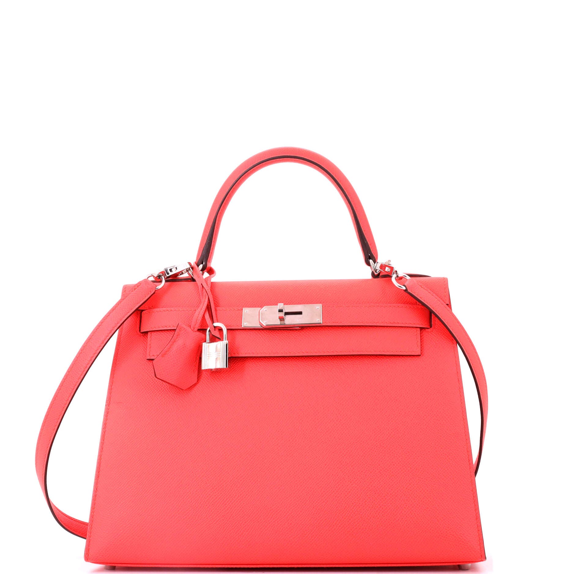Pre-Owned Hermes Kelly Handbag Pink Epsom with Palladium Hardware 28, Main, color, Rose Texas