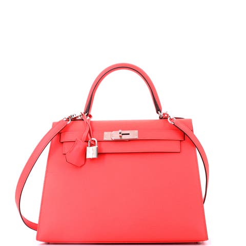 Kelly Handbag Pink Epsom with Palladium Hardware 28