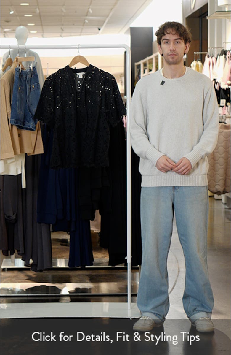 Eyelet Split Neck Cotton Top, sales video thumbnail