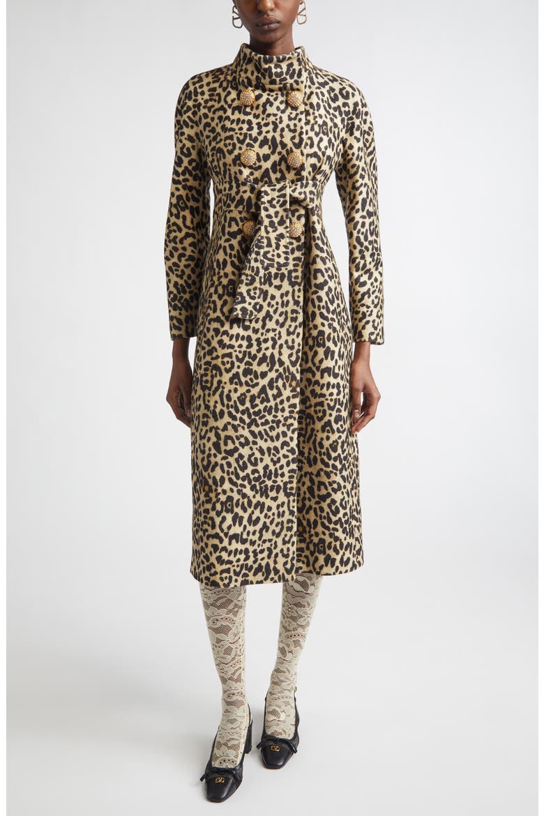 Leopard Print Wool Coat, Main, color, BEIGE MULTI