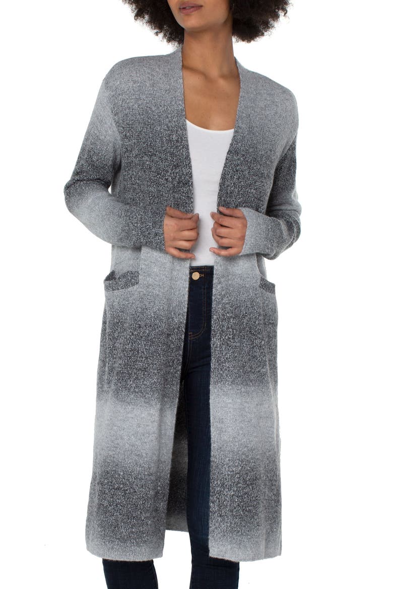 Ombré Longline Cardigan, Main, color, SILVERLAKE OMBR