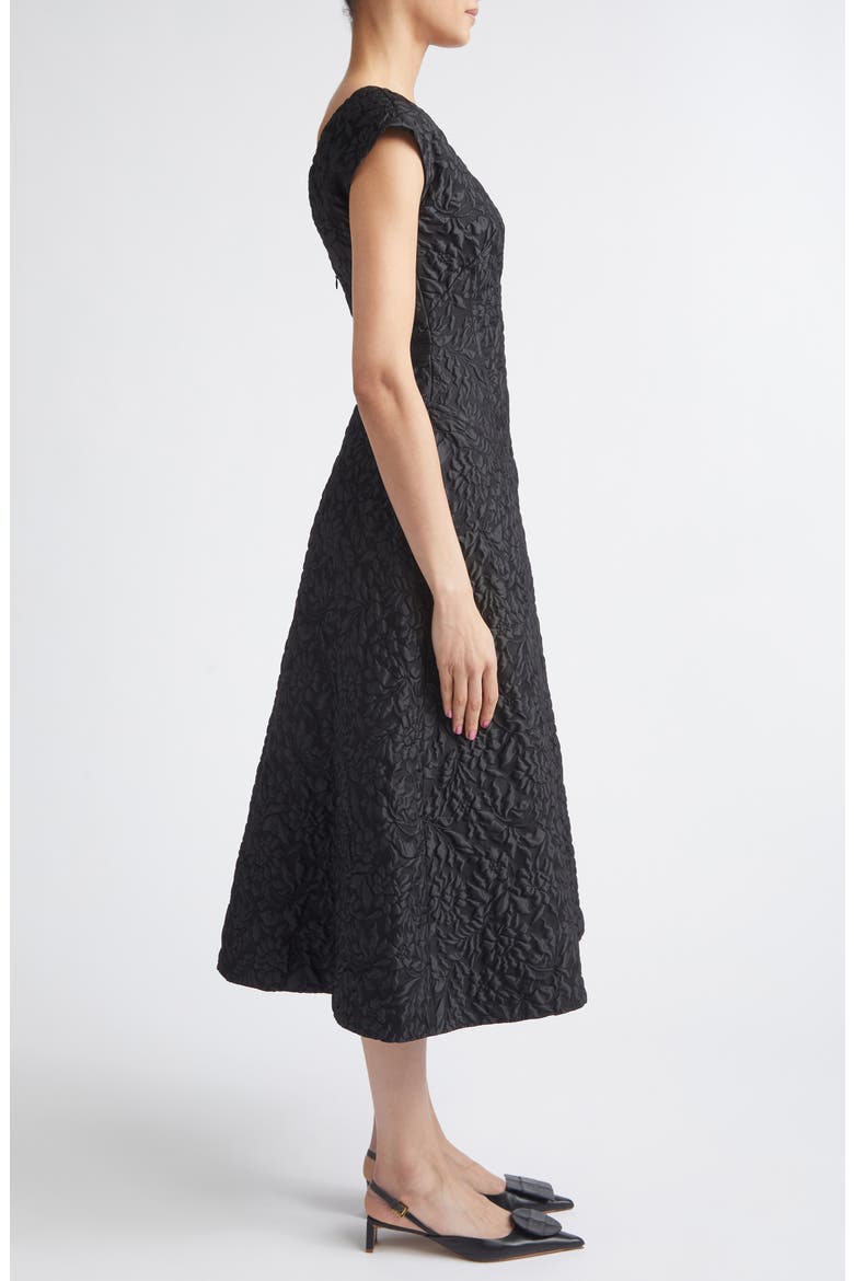 Pesca Embossed Cloqué Cocktail Dress, Alternate, color, BLACK