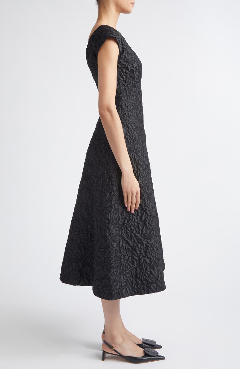 Emilia Wickstead Pesca Embossed Cloqué Cocktail Dress, Alternate, color, Black