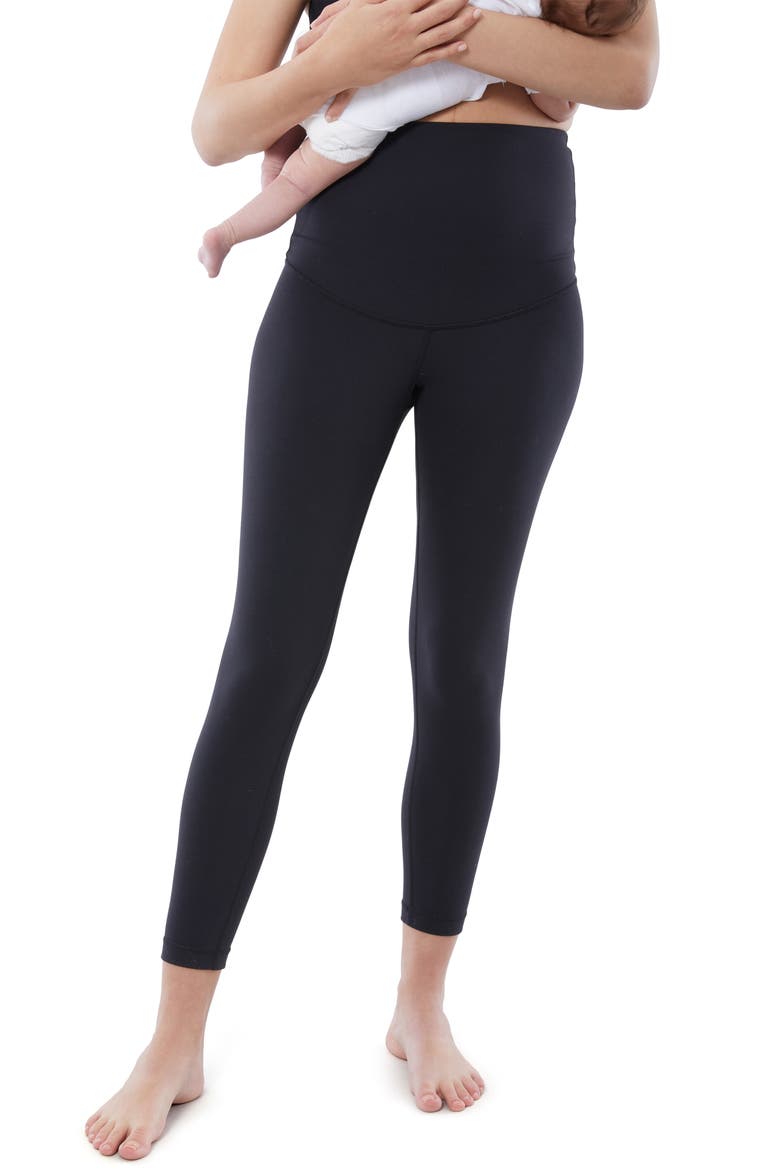 Set of 2 Postpartum Light Compression Leggings, Alternate, color, BLACK / BLACK