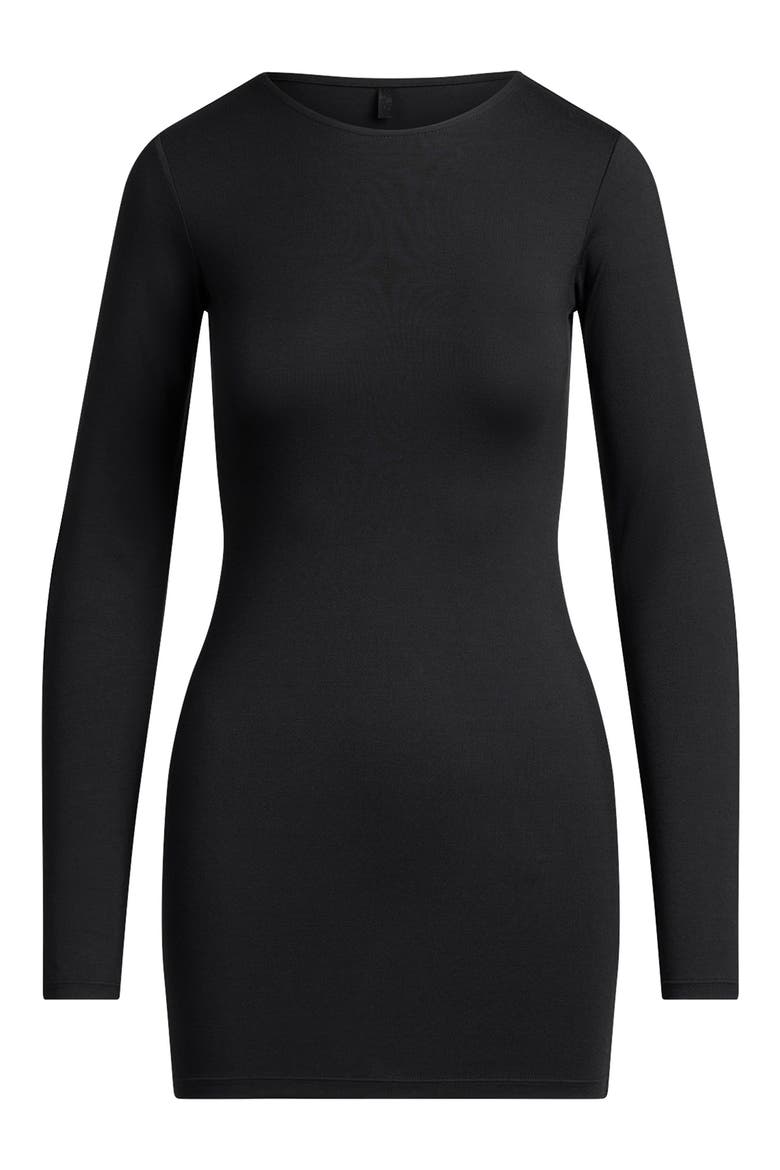 Smooth Layers Crewneck Long Sleeve Minidress, Alternate, color, OBSIDIAN