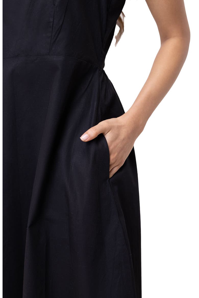 Cross-back Midi Dress, Alternate, color, Black
