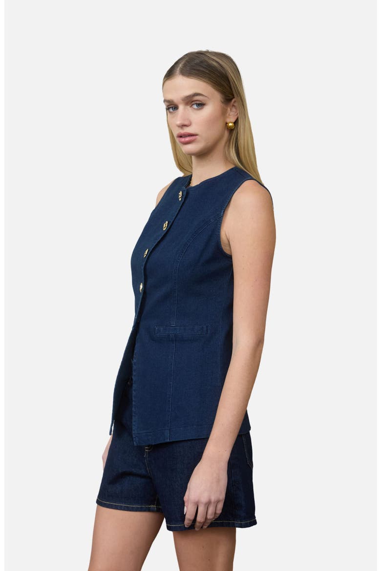 Button Up Vest, Alternate, color, DENIM