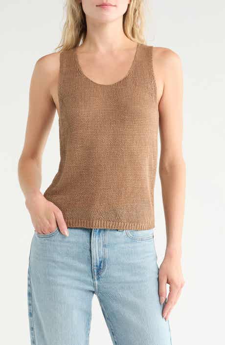 Vince Beachy Linen Open Stitch Tank
