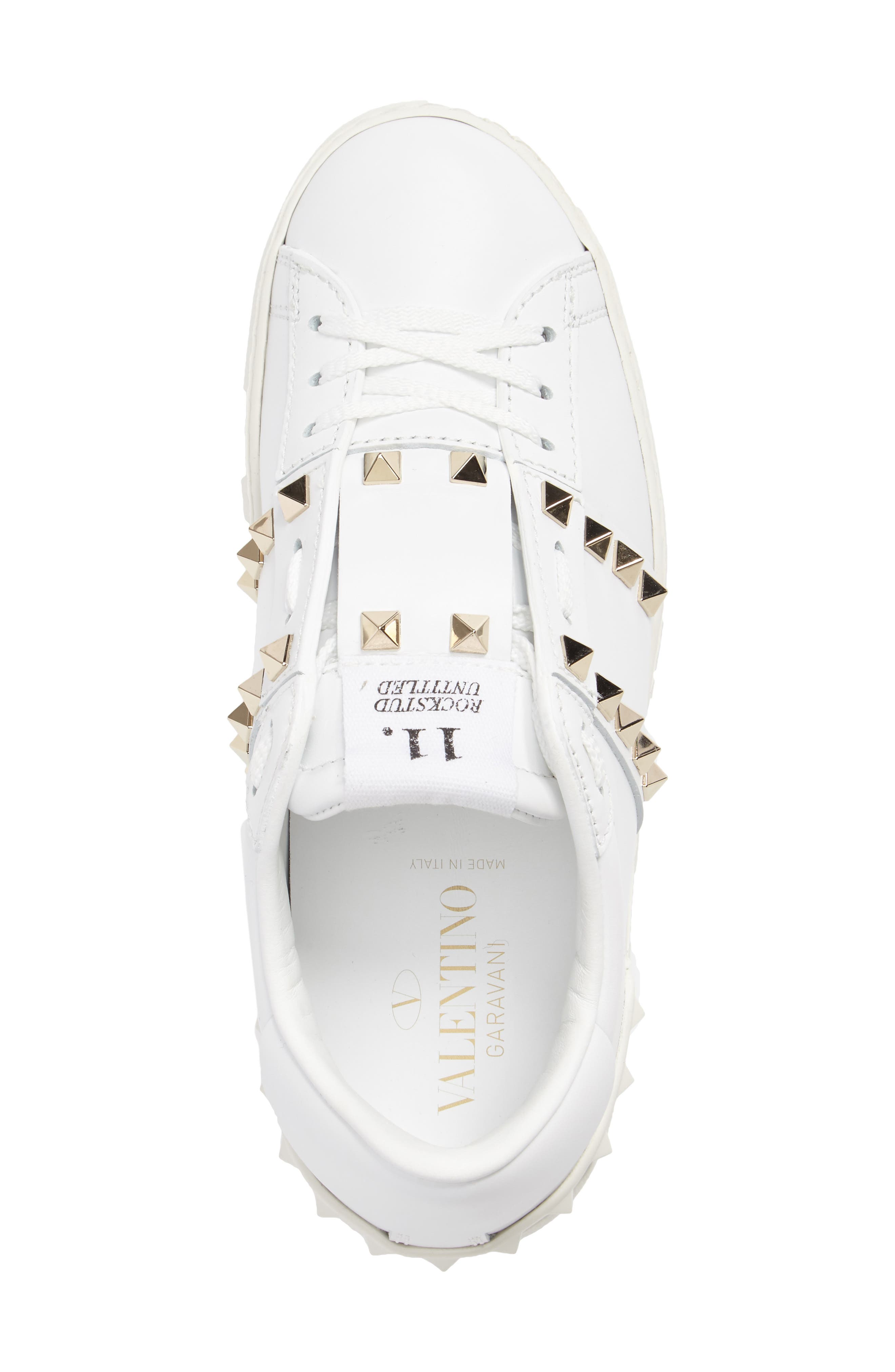 Valentino Garavani Rockstud Sneaker, Alternate, color, White Leather
