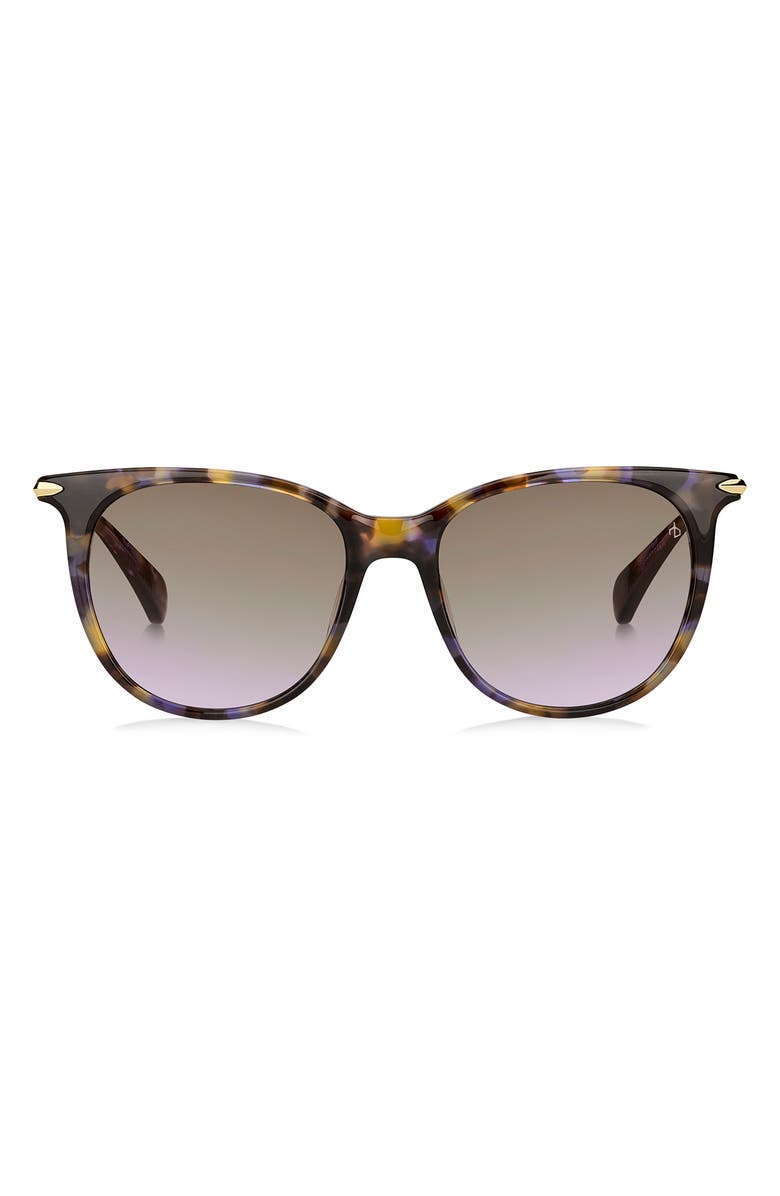 rag & bone 53mm Gradient Cat Eye Sunglasses, Main, color, Brown/ Violet Havana/ Violet