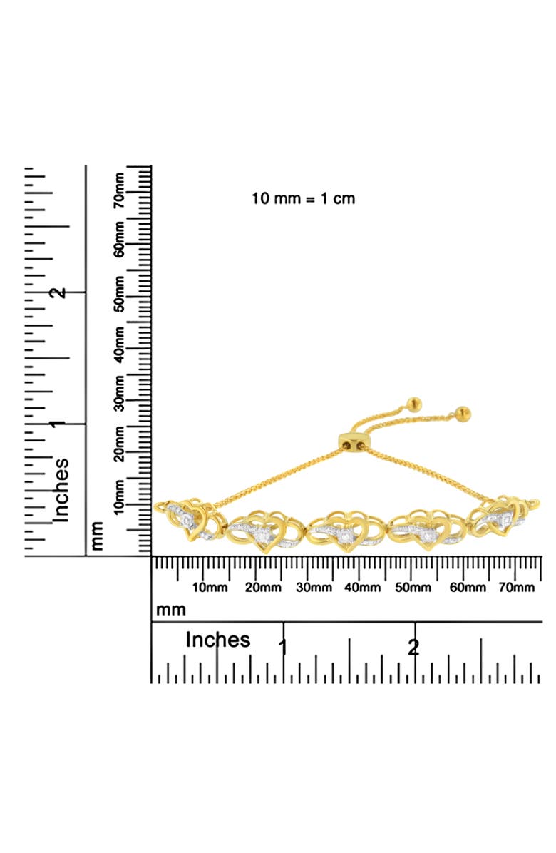 Haus of Brilliance 14K Yellow Gold Plated Silver 1/10 Cttw Diamond Infinity Heart Shaped Bolo Bracelet, Alternate, color, Yellow