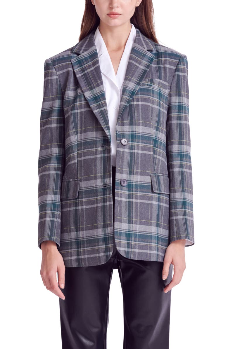 Plaid Two-Button Blazer