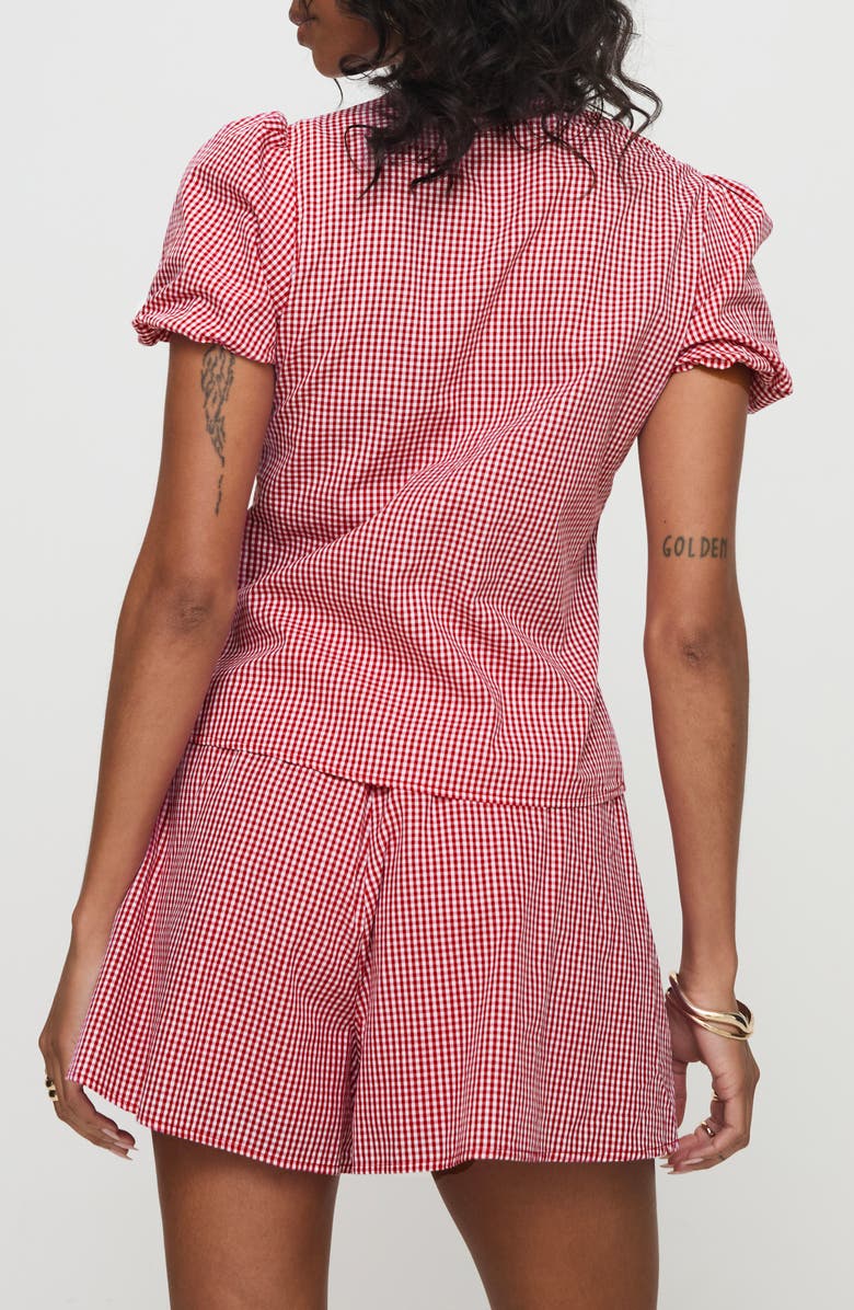 Princess Polly Arlina Gingham Cotton Tie Front Top & Shorts Set, Alternate, color,