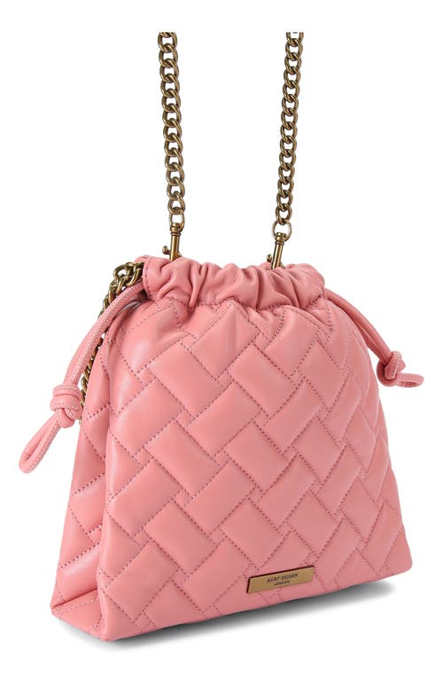 KURT GEIGER KURT GEIGER LONDON SMALL KENSINGTON DRAWSTRING QUILTED LEATHER BUCKET BAG 