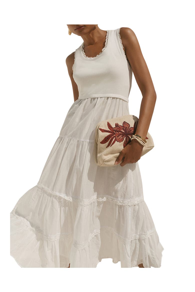 Crochet Trim Tiered Midi Dress, Alternate, color, Ivory