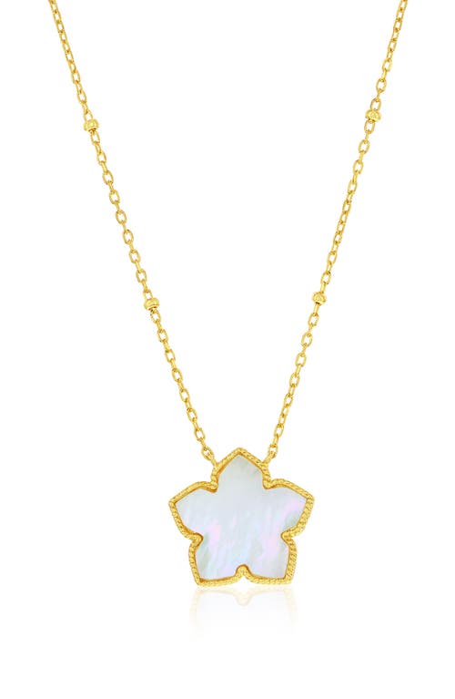 Simona Cubic Zirconia & Mother-of-pearl Flower Pendant Necklace In Gold