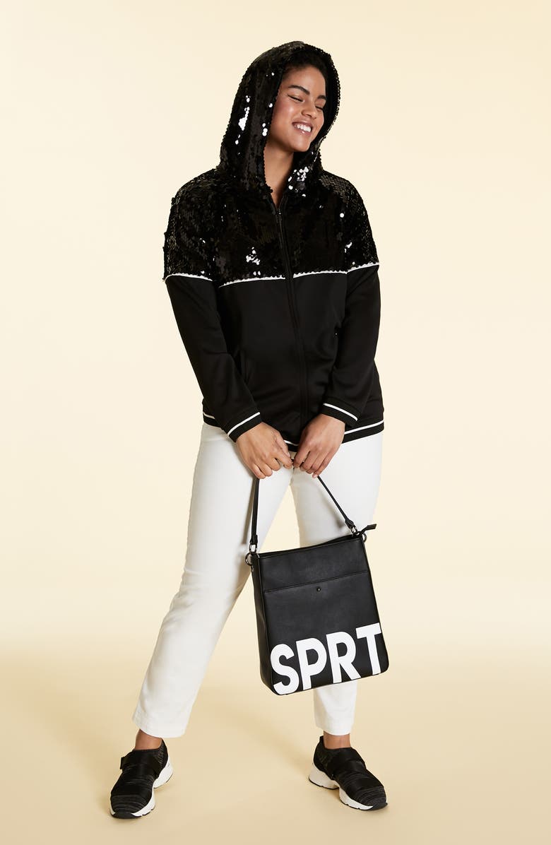Marina Rinaldi Obelo Sequin Hoodie, Alternate, color, 
