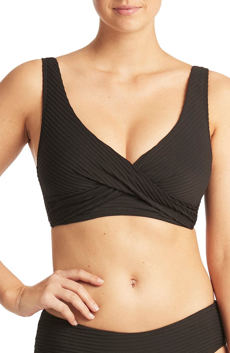 Sea Level Cross Front Multifit Bikini Top, Main, color, 