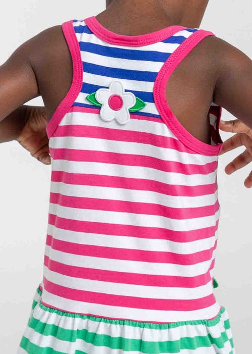 FLORENCE EISEMAN FLORENCE EISEMAN STRIPE KNIT DRESS WITH FLOWERS 