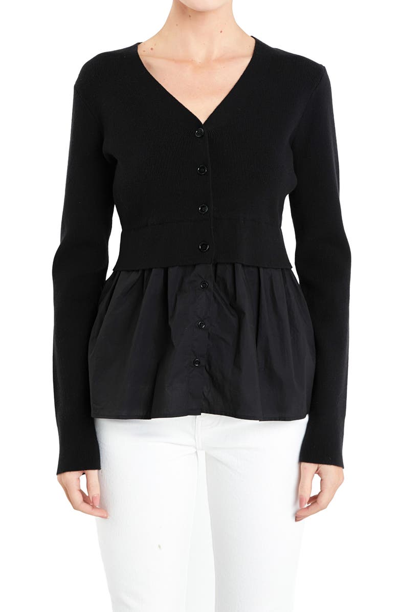 English Factory Mixed Media Cardigan, Alternate, color, 