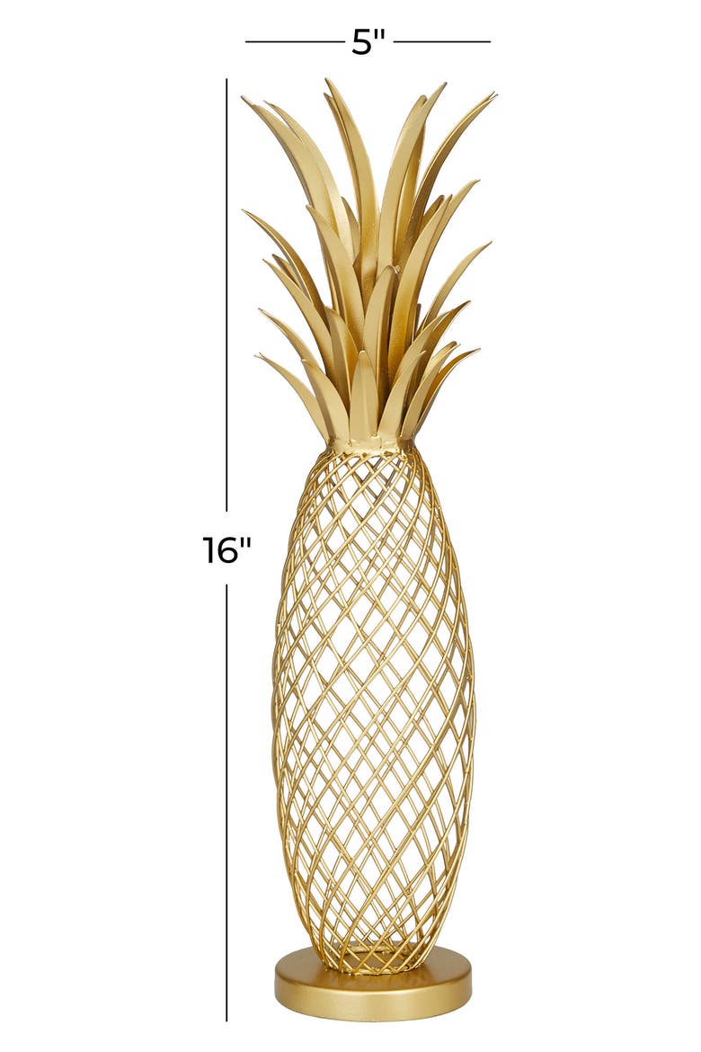 Goldtone Metal Pineapple Fruit Sculpture, Alternate, color, GOLD
