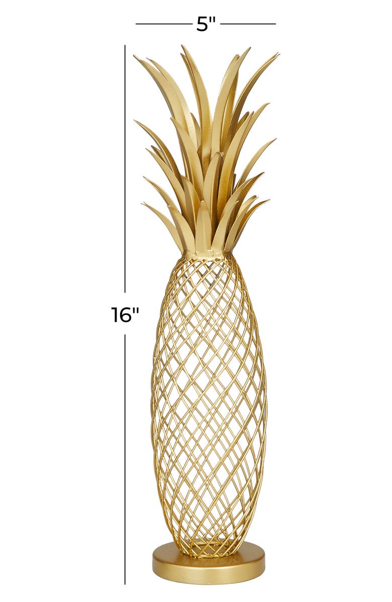 VIVIAN LUNE HOME Goldtone Metal Pineapple Fruit Sculpture, Alternate, color, Gold