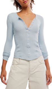 Free People Going Places Pointelle Stitch Snap Front Top