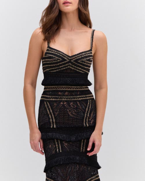 Shop Patbo Lace And Fringe Maxi Dress In Black