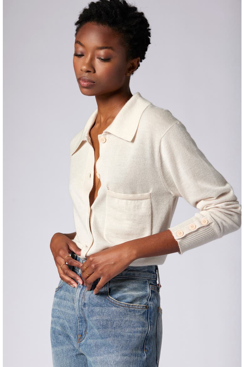 Corinne Cashmere Button-Up Shirt, Alternate, color, SHIFTING SAND