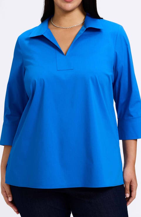 Julia Stretch Cotton Blend Shirt (Plus)