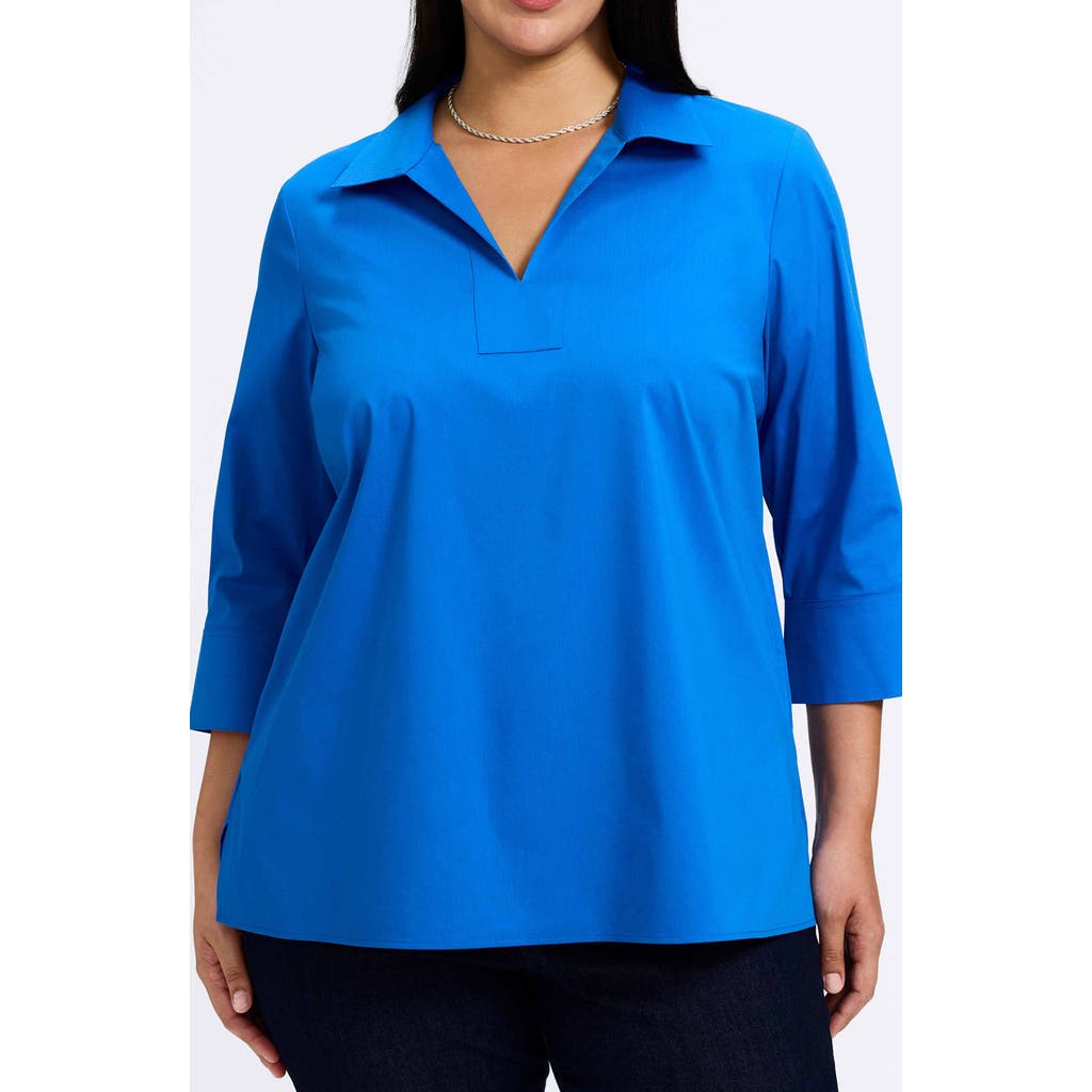 Foxcroft Julia Stretch Cotton Blend Shirt In Cobalt Blue
