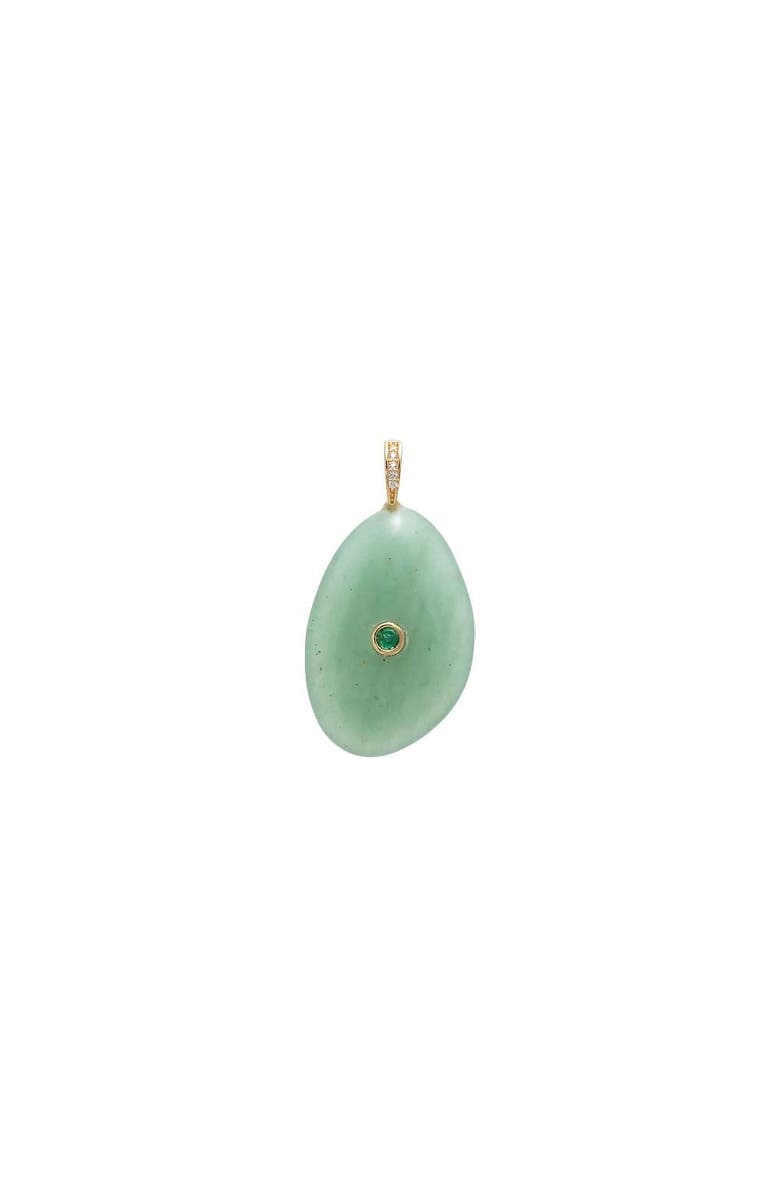 BY ADINA EDEN Colored CZ Bezel Natural Stone Pendant, Main, color, Jade Green