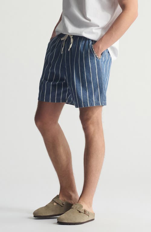 Brooklyn Industries Stripe Pull-on Loose Fit Shorts In Blue