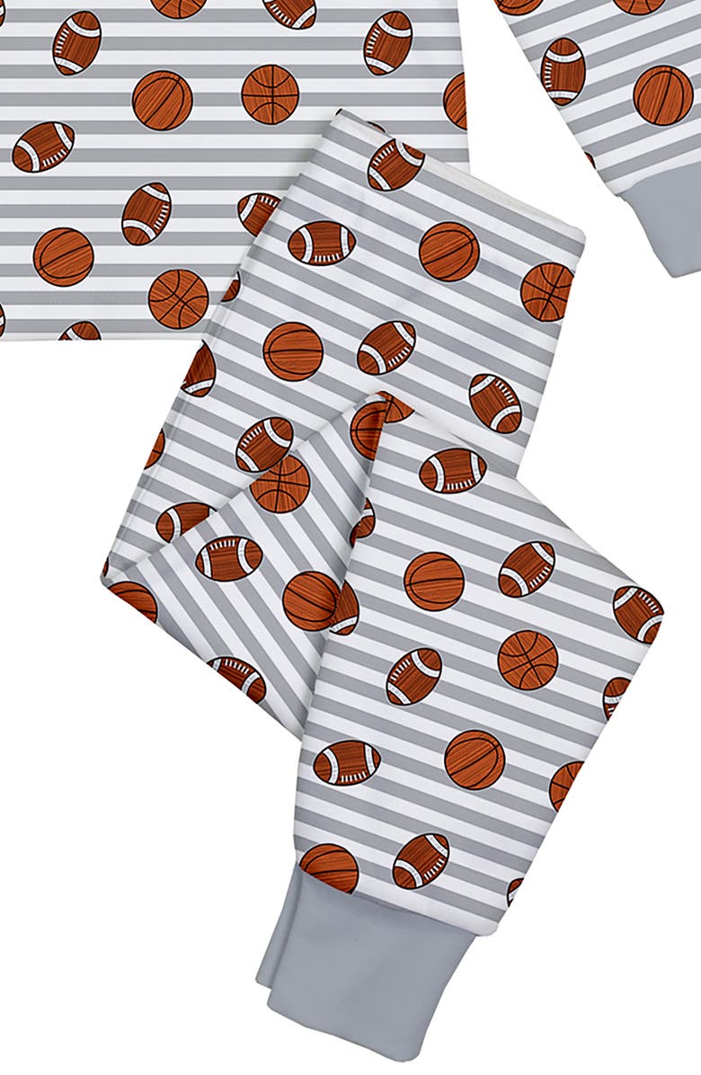 Sara’s Prints Loose Fit Classic Pajama 2-Piece Set, Alternate, color, Grey Stripe Balls