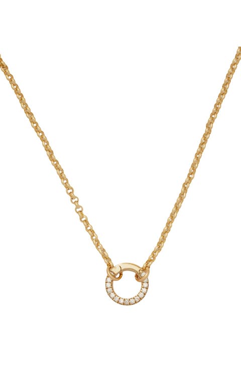 Rolo Charm Necklace with CZ Link Lock