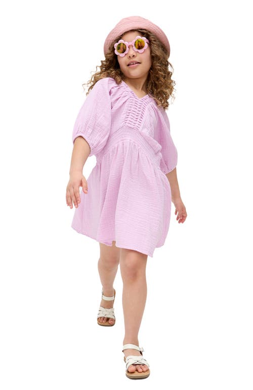 Raffya Kids Soipoi Ruched V-neck Dress In Purple