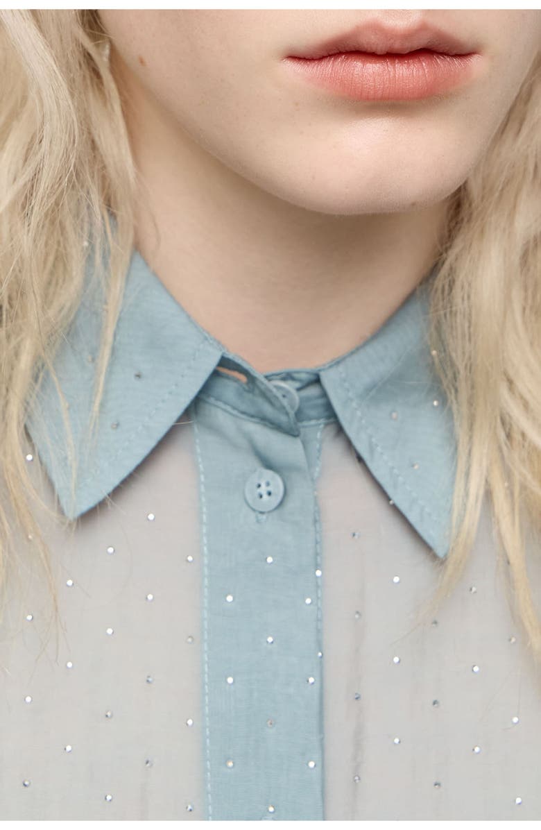 Bimba y Lola Mini Rhinestones Boxy Shirt, Alternate, color, Light Blue