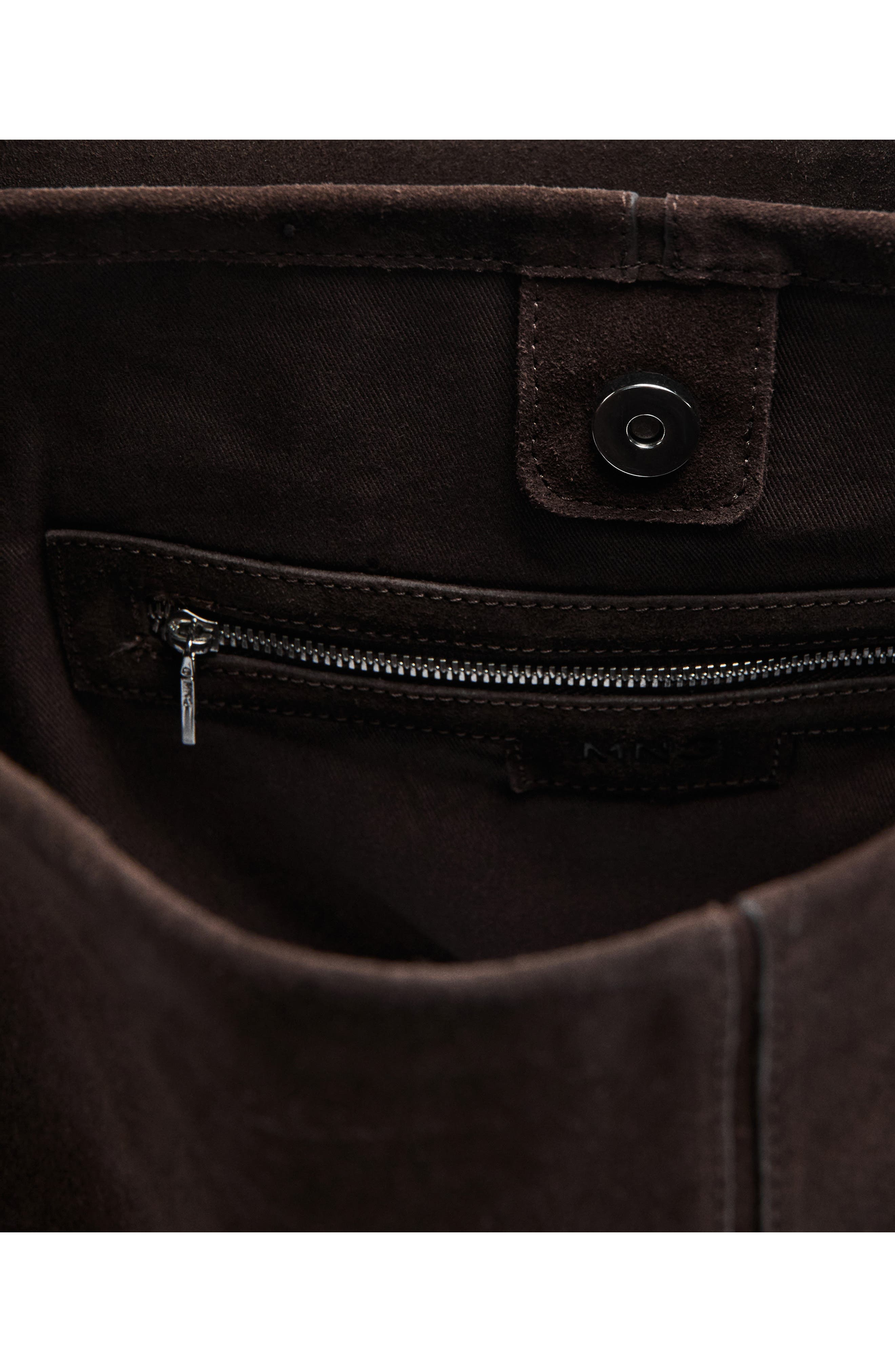 MANGO Large Suede Bucket Bag, Alternate, color, 