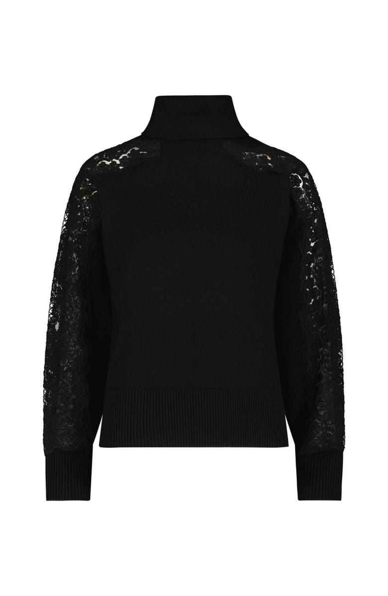 The Noli Shop Camille Lace Turtleneck Sweater, Alternate, color, Black