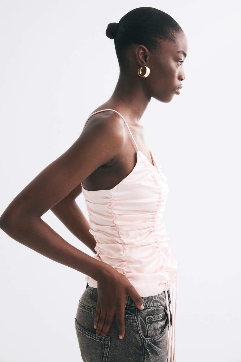 Ruched Satin Top, Alternate, color, Light pink